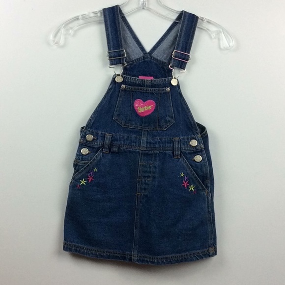 Barbie Other - Barbie Mattel Girls Bib Denim Skirt Sz 5